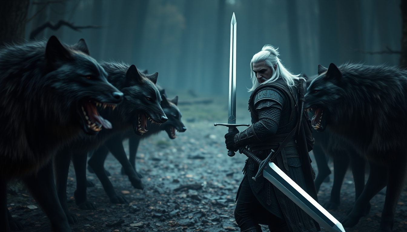 the_witcher_facing_agressive_black_wolves_standing_silver_sword_in_right_hand_high_angle_shot_wide_a_3609006921.png